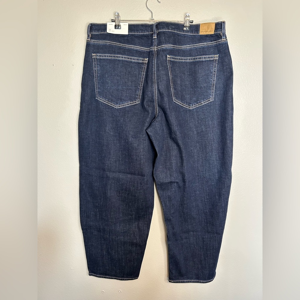 American Eagle Outfitters Dark Blue Barrel Jeans - Picture 3 of 6